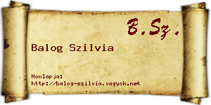 Balog Szilvia névjegykártya